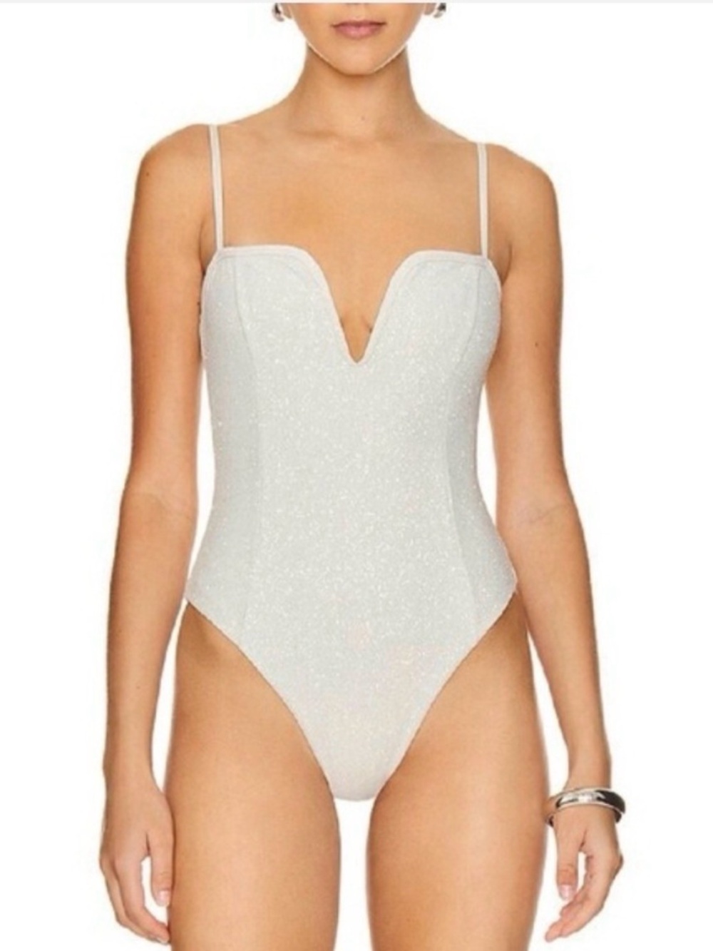 DEVON WINDSOR Joelle Cream Sparkle One-Piece Swimsuit